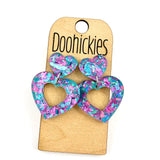Chunky Confetti Double Cut Out Heart Acrylic Dangles Valentines Earrings (Copy)