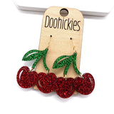 Cherry on Top Glitter Acrylic Dangle Earrings