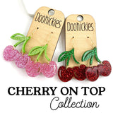 Cherry on Top Glitter Acrylic Dangle Earrings