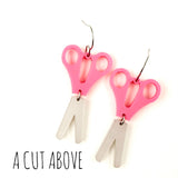 2" A Cut Above Scissors - Acrylic Dangle Earrings - Teacher Earrings