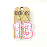 Traditional Multi-Color Birthday Candle Acrylic Dangle Earrings