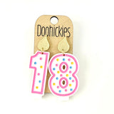 Traditional Multi-Color Birthday Candle Acrylic Dangle Earrings