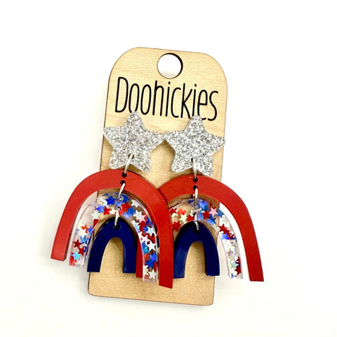 Star Rainbows - Patriotic Acrylic Dangle Earrings