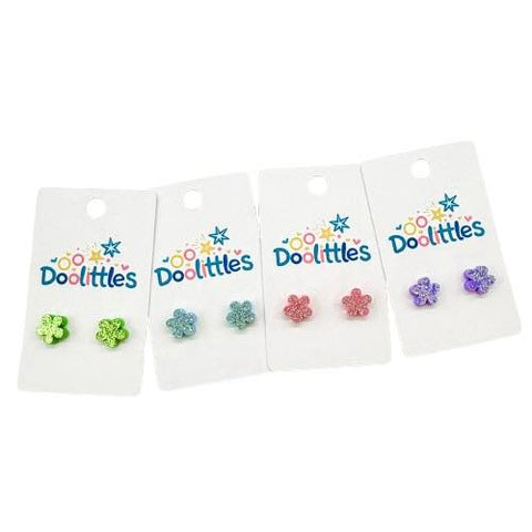 Tiny Glitter Blossom Doolittle Acrylic Stud Earrings