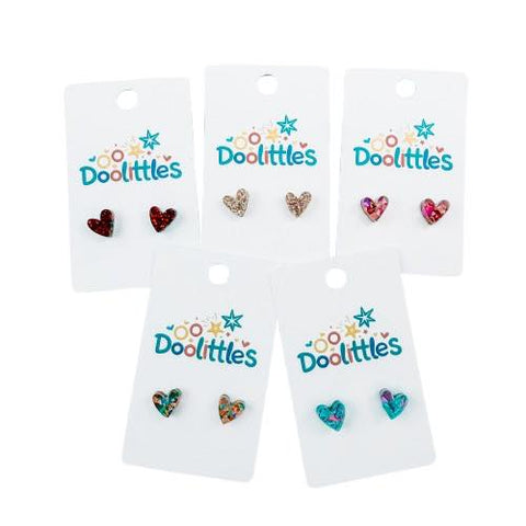 Tiny Doolittle Hearts - Acrylic Stud Earrings