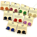 15mm School Spirit Glitter Football Helmet Studs - Custom Spirit Earrings - Nine Color Options
