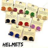 15mm School Spirit Glitter Football Helmet Studs - Custom Spirit Earrings - Nine Color Options