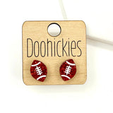 School Spirit Glitter Football Studs - Custom Spirit Earrings - Nine Color Options