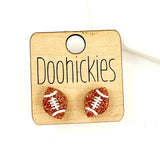School Spirit Glitter Football Studs - Custom Spirit Earrings - Nine Color Options