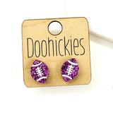 School Spirit Glitter Football Studs - Custom Spirit Earrings - Nine Color Options