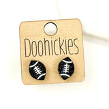 School Spirit Glitter Football Studs - Custom Spirit Earrings - Nine Color Options