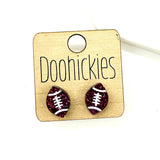 School Spirit Glitter Football Studs - Custom Spirit Earrings - Nine Color Options