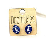 School Spirit Glitter Football Studs - Custom Spirit Earrings - Nine Color Options