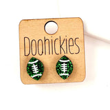 School Spirit Glitter Football Studs - Custom Spirit Earrings - Nine Color Options