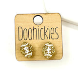 School Spirit Glitter Football Studs - Custom Spirit Earrings - Nine Color Options