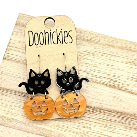 Kitty Pumpkin Dangle Collection - Halloween Earrings