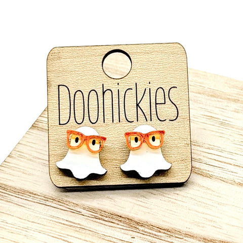 Nerdy Ghost Acrylic Studs - Halloween Earrings