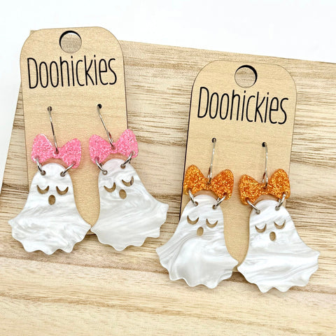 Glittery Bow Ghost Dangle Collection - Halloween Earrings (Copy)