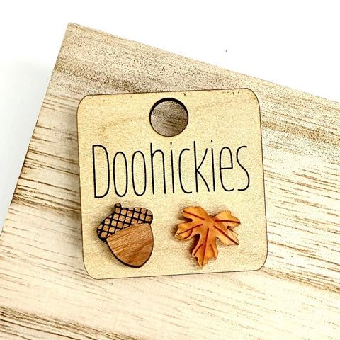Acorn Leaf Fall Stud Earrings