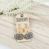 Fall Double Leaf and Pumpkin Dangle Acrylic Earrings