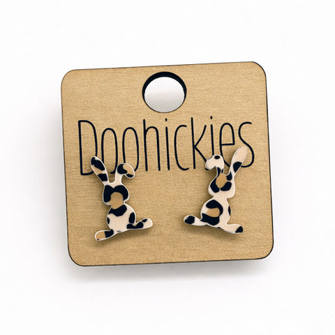 Leopard Floppy Ear Bunny Stud Collection - Easter Earrings