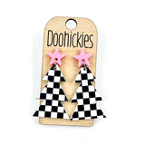 Checkered Layered Tree Collection - Christmas Acrylic Earrings