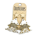 2.5" Shimmer Gold Leopard Christmas Trees Earrings