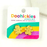 Gingerbread Man Christmas Stud Earrings