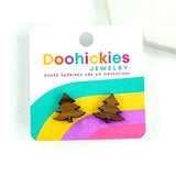 Country Christmas Swoopy Tree Stud Earrings