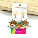 2.5" Shimmer Gold Leopard Christmas Trees Earrings