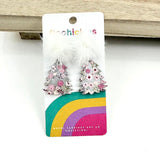 Pom Pom Floral Festive Trees - Christmas Acrylic Earrings