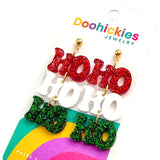 Traditional HoHoHo Christmas Dangle Acrylic Earrings