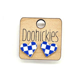 School Spirit Checkered Heart Stud Earrings - 9 Color Options