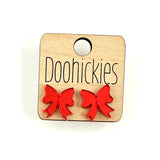 School Spirit Mirror Bow Stud Earrings - 9 Color Options