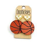 Checkered I Heart Basketball Dangles Sports Earrings