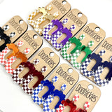 Brooklin Checkered Spirit Dangle Sports Earrings