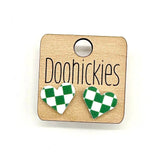 School Spirit Checkered Heart Stud Earrings - 9 Color Options