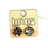 Glitter Christmas Ornament Stud Earrings
