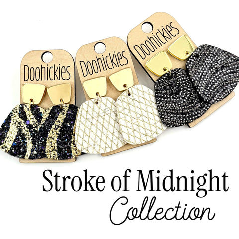 2" New Years Glitter Jasmines - Cork Earrings