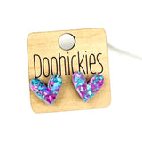Chunky Glitter Swoopy Heart Studs Collection - Valentines Earrings