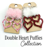 Double Heart Puffies Collection - Valentines Acrylic Earrings