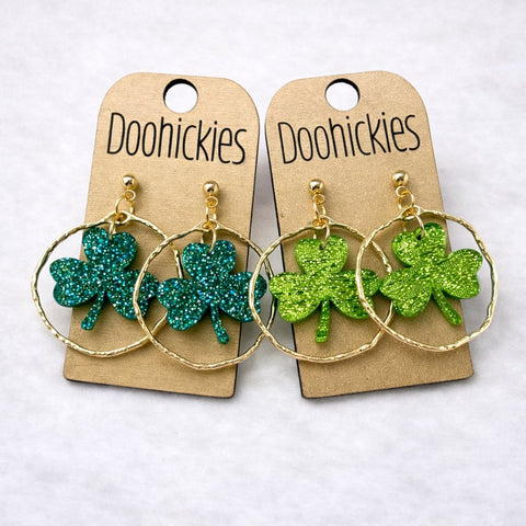 Round Shamrock Dangles - St. Patrick's Earrings