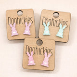 16mm Pastel Bunnies with White Tails Acrylic Studs - Easter Earrings