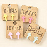 16mm Pastel Cross Singles -Stud Earrings