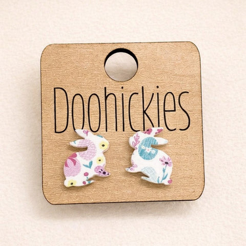 15mm Easter Confetti Rabbit Studs - Easter Earrings