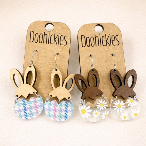 Decorated Hatching Hares - Easter Earrings