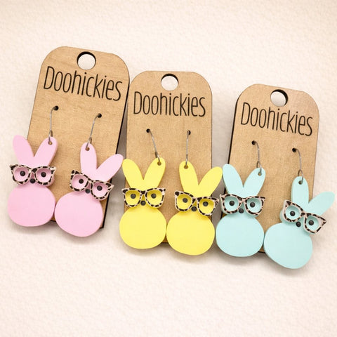 Nerdy Bunny Dangles - Easter Earrings