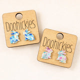 15mm Spring Print Bunny Studs - Easter Earrings