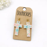 Small Pastel Floral Cross Collection - Easter Earrings