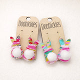 Brush Strokes Bunny Tail Dangles - Easter Earrings